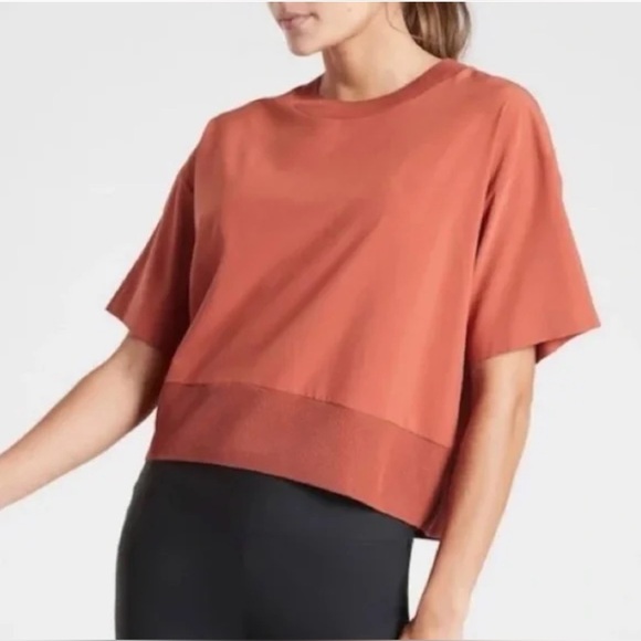ATHLETA Terracotta orange short sleeve crop‎ top size XS. - Picture 1 of 14